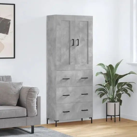 Witrynka, szarość betonu 69,5x34x180 cm materiał drewnopochodny Lumarko! - Hurtownia wielobranżowa Lumarko Oferta